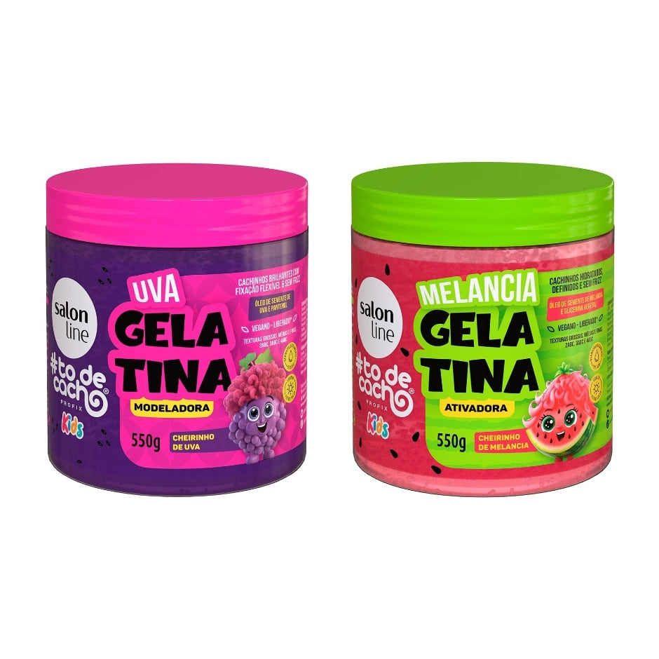 Kit duplinha de Gelatinas Melancia e Uva #todecacho Kids