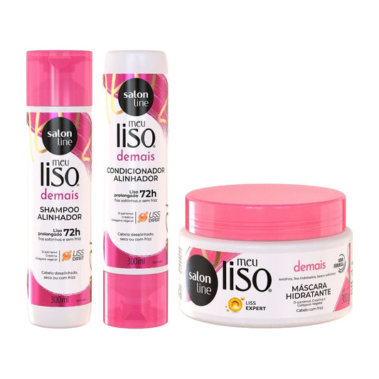 Kit Meu Liso Demais Shampoo + Condicionador + Máscara Salon Line