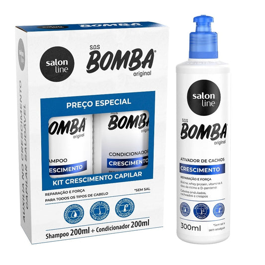 Kit SOS Bomba Original 200ml com Ativador de Cachos Salon Line