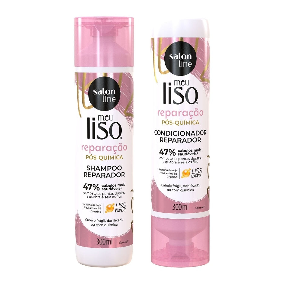 Kit Shampoo e Condicionador Meu Liso Reparação Salon Line