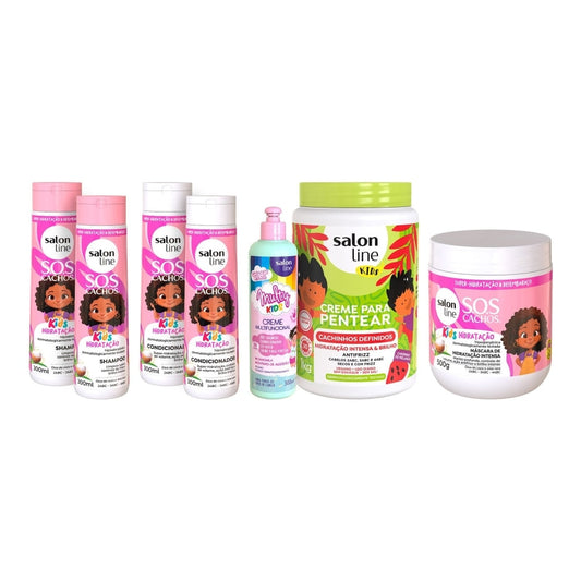 Kit SOS Cachos Kids + Multy + Creme de Pentear 1kg Salon Line