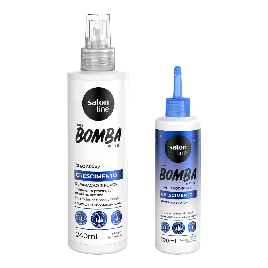 Kit SOS Bomba com Tônico noturno + Óleo em Spray Crescimento