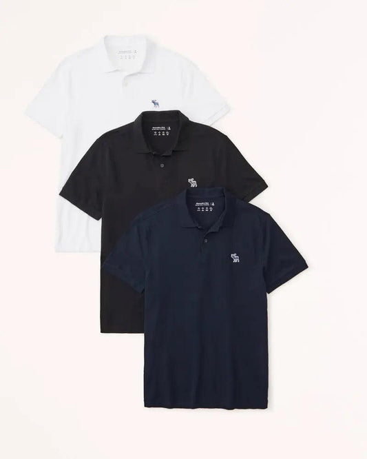 Kit 3 Camisas Polo Piquê Logo - 2 Cores